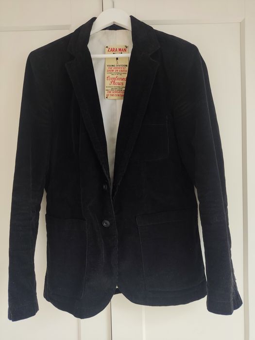 Marynarka Zara Man czarny sztruks r. M