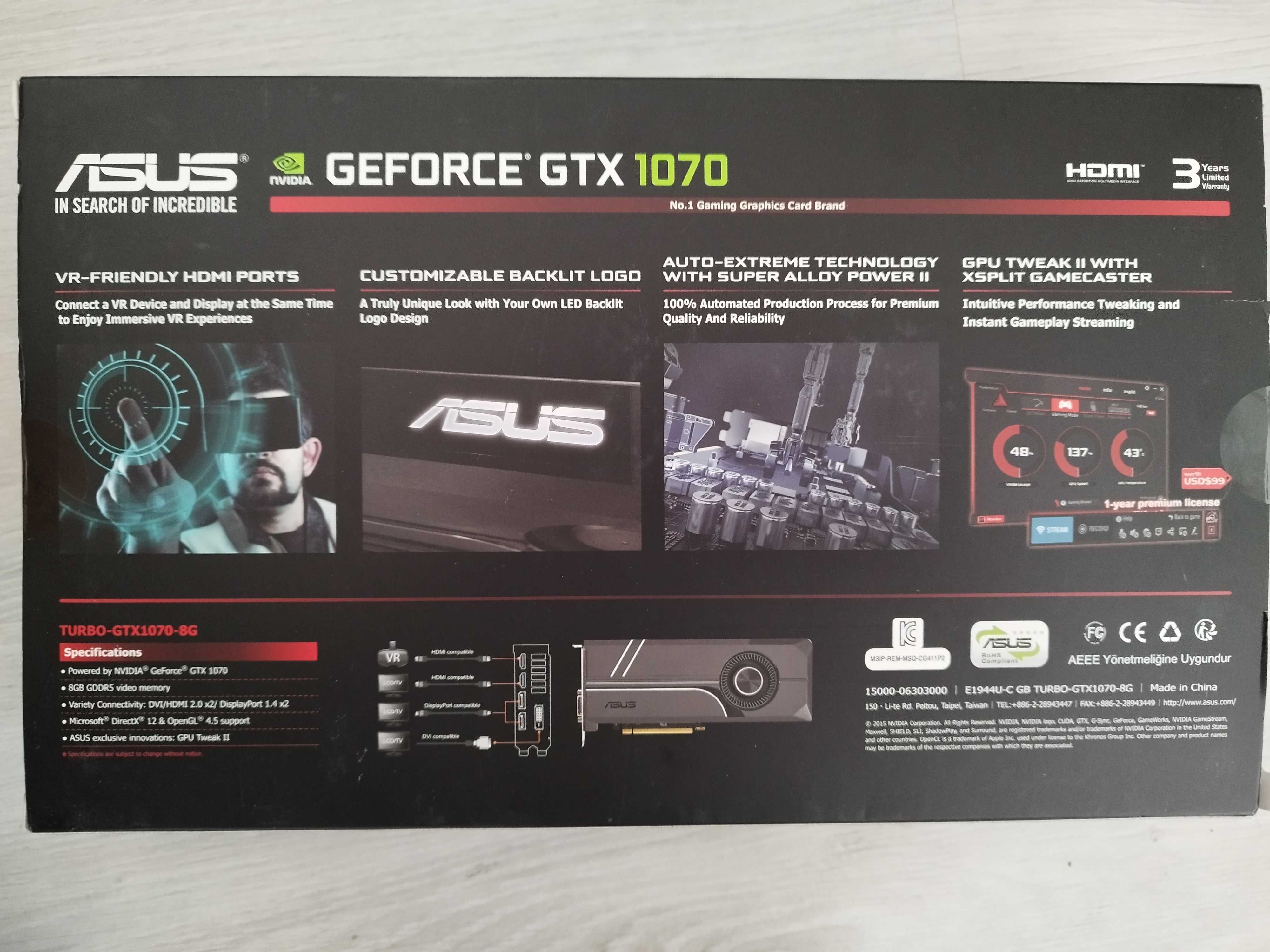Asus GeForce GTX 1070 Turbo 8GB DDR5