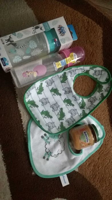 Butelka szeroka Canpol Babies 240 ml, śliniak frotte, butelka wąska