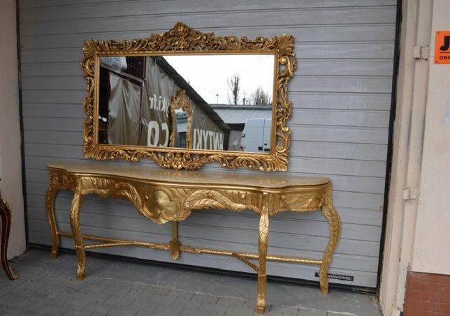 215X245 cm Barokowa Konsola z lustrem. Drewniane lustro