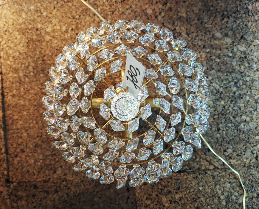 Lustre Cristal Banho Ouro 4 Lâmpadas