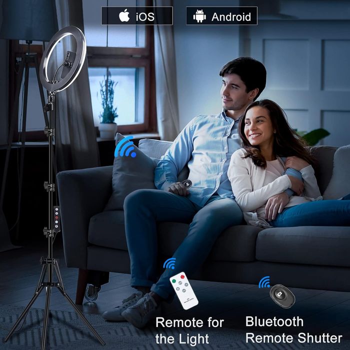 Lampa pierscieniowa do vlogowania Selfie RGB ze statywem MAXI zeataw