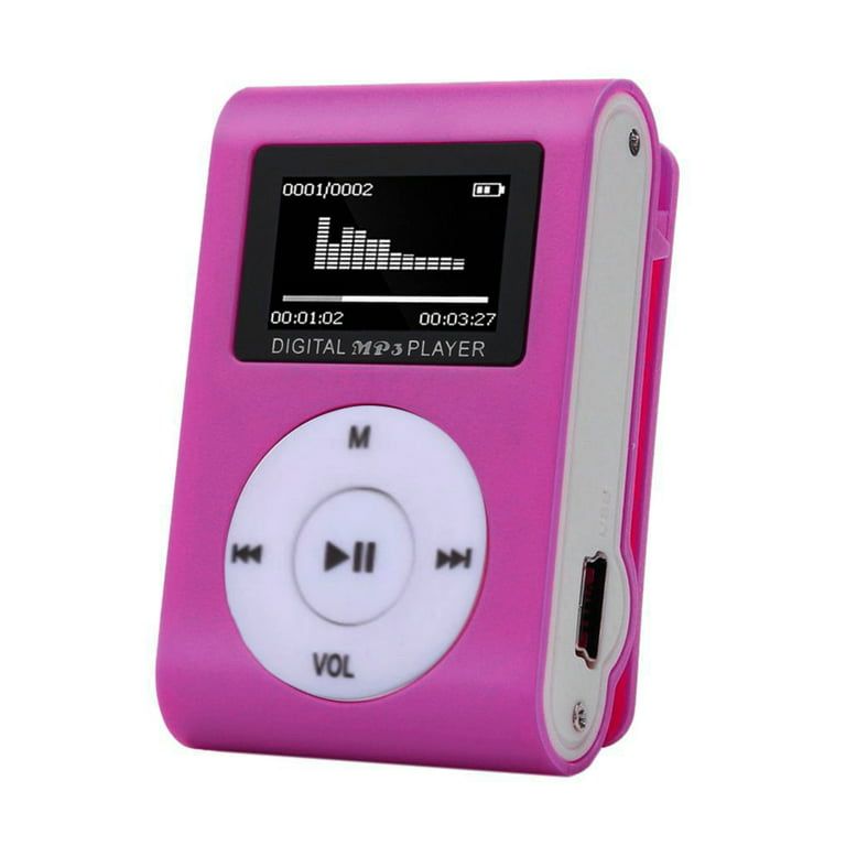 odtwarzacz MP3 z akumulatorem LCD Mini Clip Muzyka Metal różowy