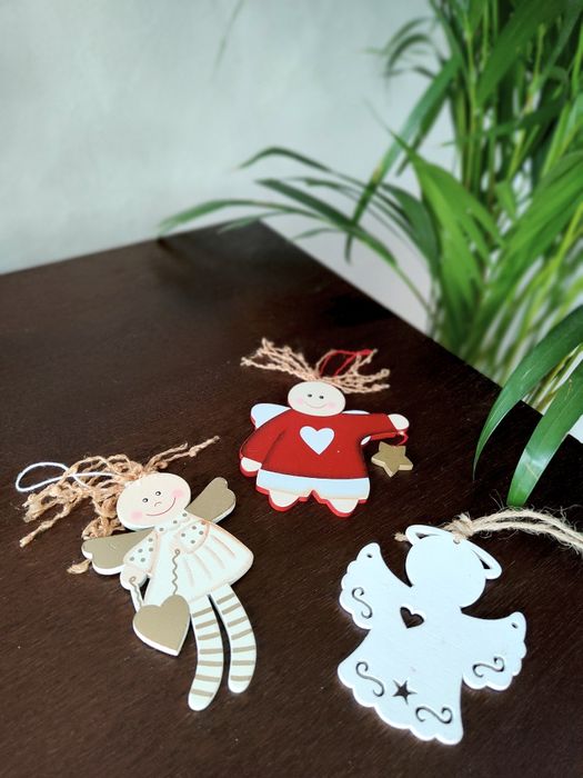 Drewniane Zawieszki na choinkę aniołki