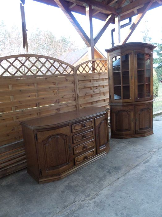 zestaw dębowych mebli Flandern  komoda witryna stan bdb WYSYŁKA dowóż