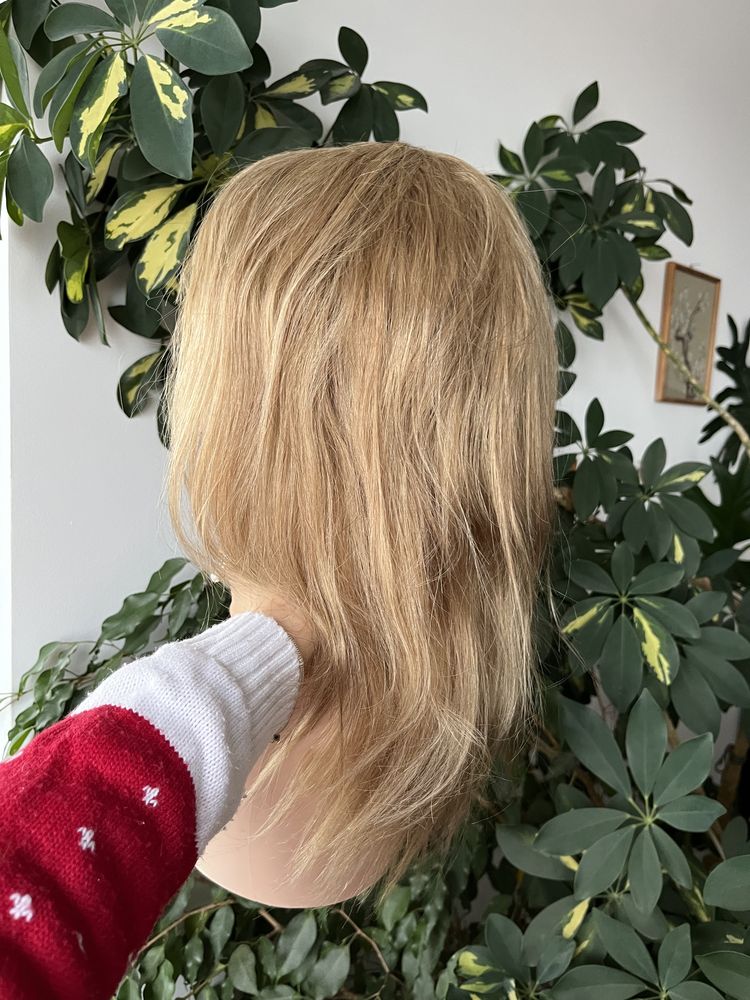 Peruka 100% wlosy naturalne miodowy blond