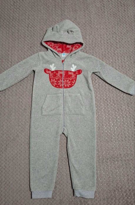 Дитячий флісовий ромпер, комбінезон з капюшоном
