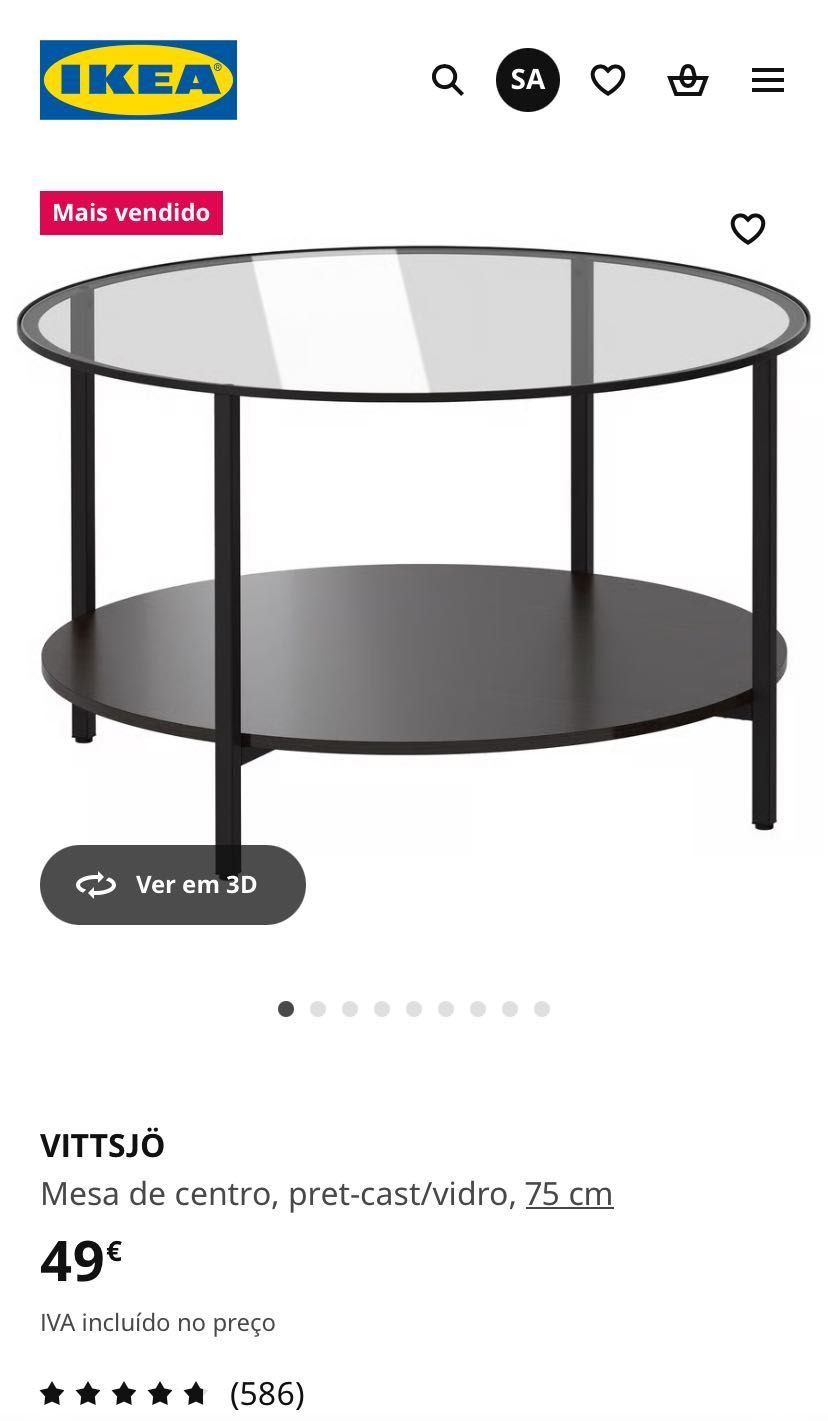 Mesa de Centro Preta