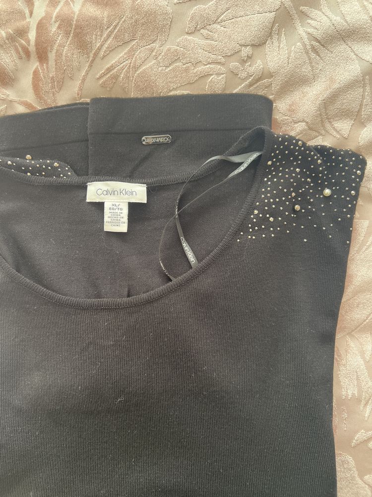 Czarna bluzka z perelkami KK rozmiar duza XL