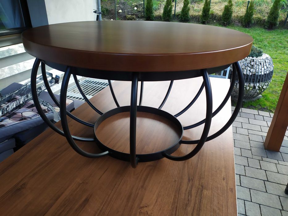 Stolik kawowy typu beczka-fas blat lite drewno 45mm