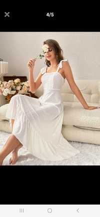 Nowa sukienka boho biała na ramiączkach ażurowa 36 s maxi