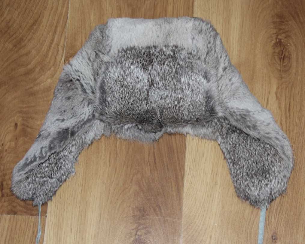 OCHNIK czapka kamczatka szara futro krolik M 38 s 36 futrzana futerko