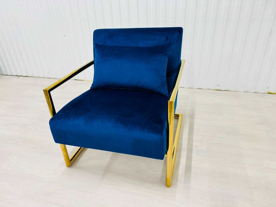 Sofa Kanapa welurowa Glamour Chabrowa Ciemny niebieski NOWA WYPRZEDAŻ!