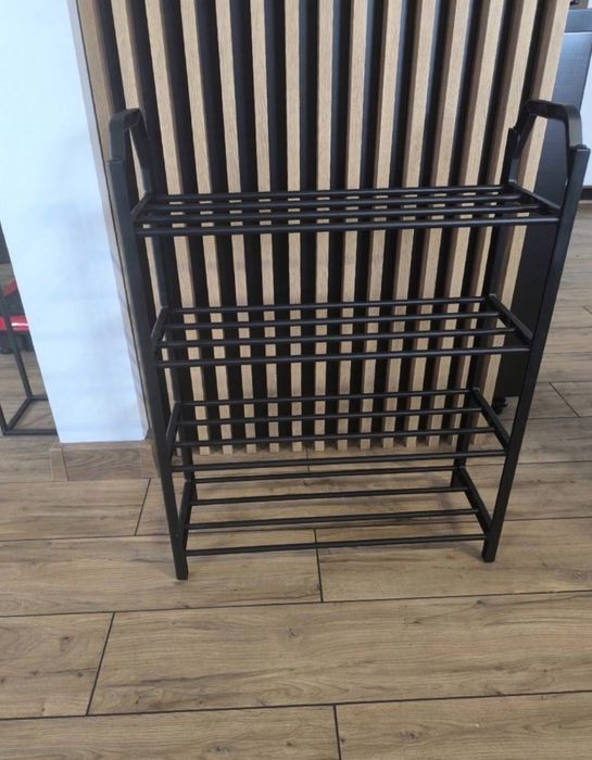 Szafka na buty loft - czarny stojak półka na obuwie do przedpokoju