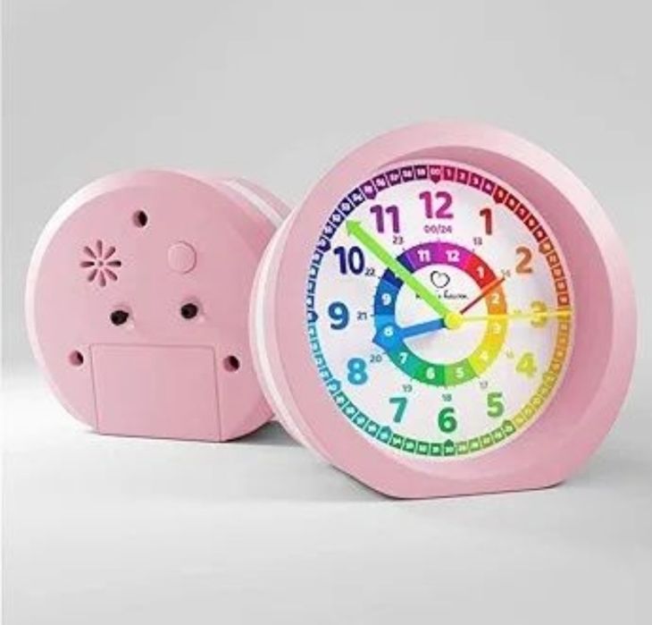 Zegarek budzik dzieciecy do nauki czasu różowy