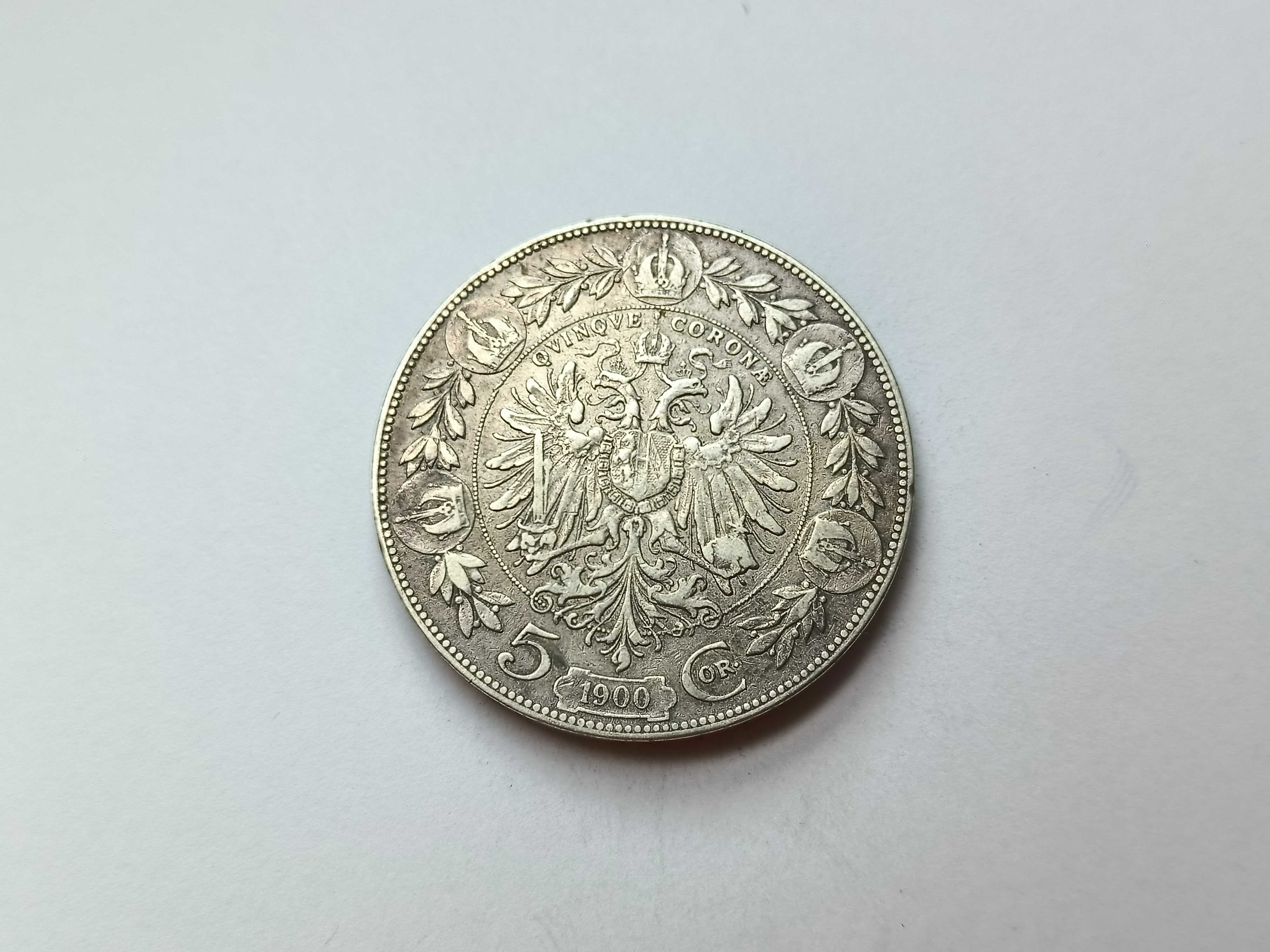 5 Koron 1900 Austria Franciszek Józef l oryginał Srebro