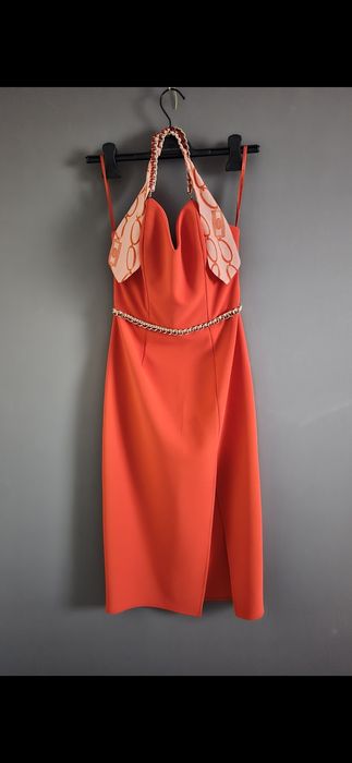 Sukienka ekskluzywna z jedwabną apaszką. Elisabetta Franchi rozmiar wł