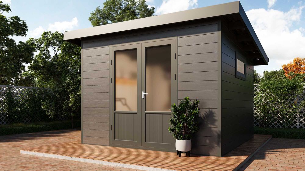 Domek ogrodowy kompozytowo-aluminiowy z pergolą