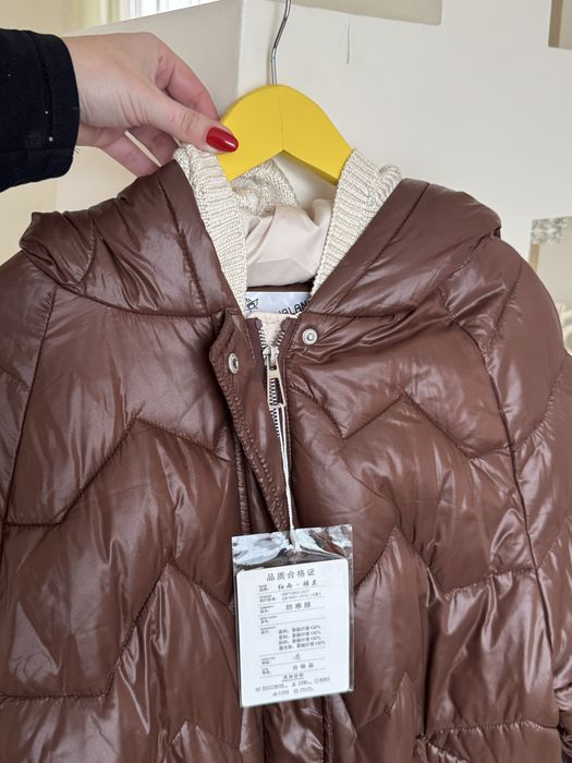 Плащ коричневий зимовий пуховик плащівка жіночий ХЛ розмір
