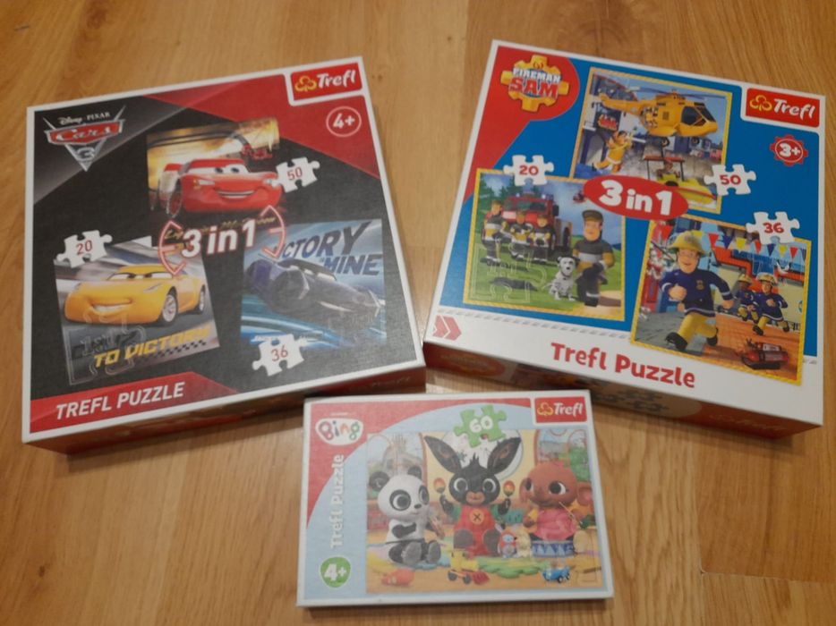 Zestaw puzzli Bing, Strażak Sam, Cars