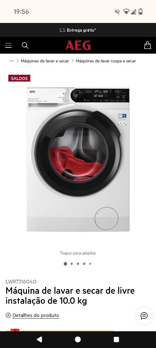 Máquina de lavar (10 kgs) e secar (6 kgs) AEG Nova Selada Garantia