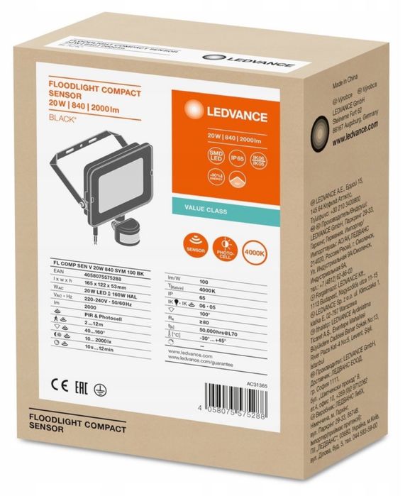 Naswietlacz LED LEDVANCE 20W 4000K z czujnikiem ruchu