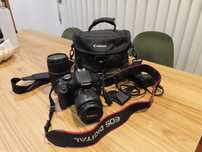 Kit completo: Canon EOS 600D + lente EF-S 55-250mm + acessórios