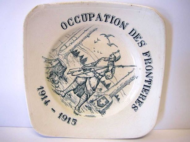 Militaria-antigo prato francês-Ocupation des Frontieres 1914 até 1915