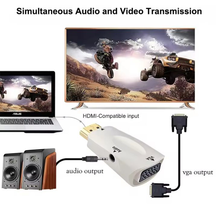 HDMI to VGA адаптер - переходник с аудиовыходом 3,5 мм
