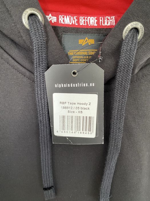 Nowa bluza z kapturem Alpha Industries, czarna, XS