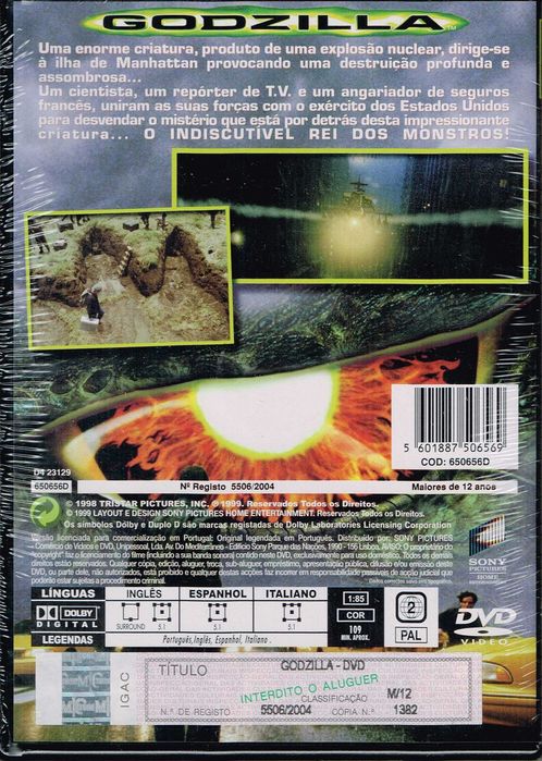 Filme em DVD: Godzilla (1998) - NOVo! SELADO!