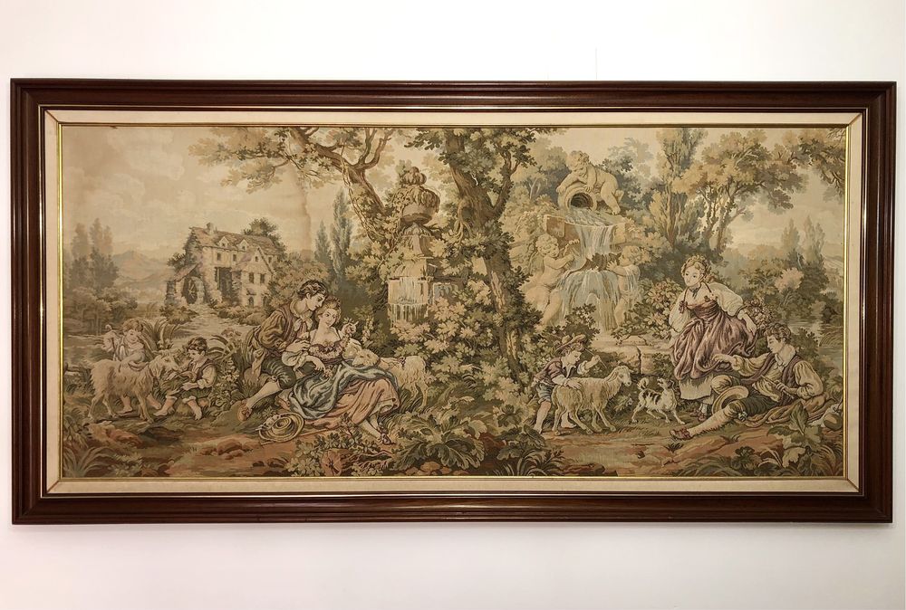 Quadro bordado - moldura em madeira