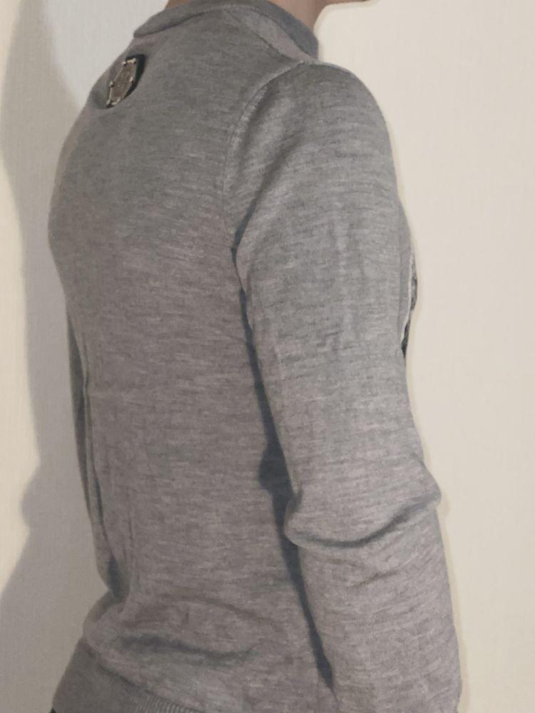 Реглан Philipp Plein Merino Jumper in grey ORIGINAL пуловер, худі