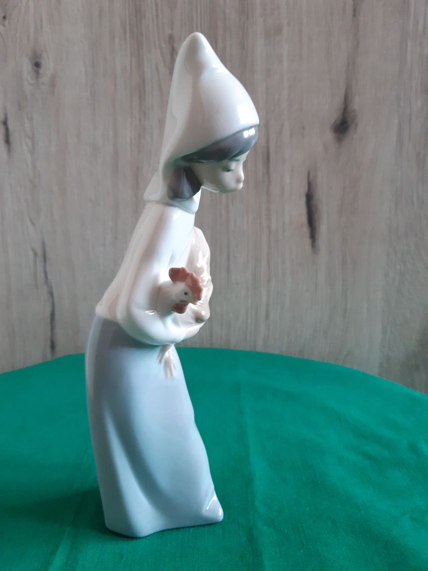 Lladro figurka porcelanowa dziewczynka z kogutem