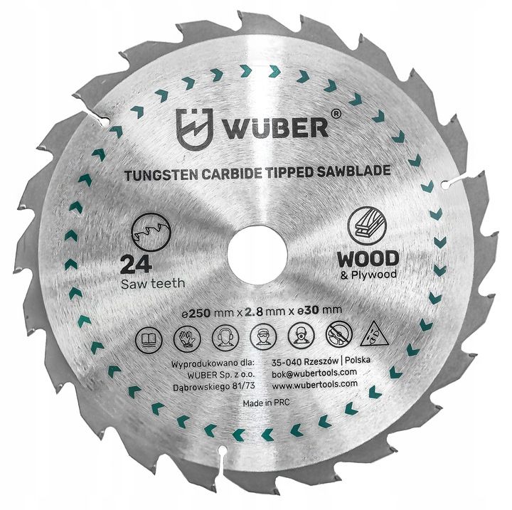 Piła Tarcza Do Cięcia Drewna Widiowa Widia 250x30mm 24 Zęby 24t