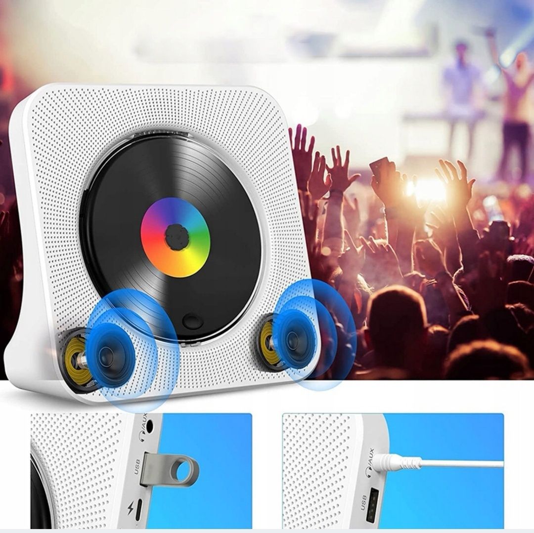 Odtwarzacz CD z funkcją Bluetooth Wbudowane dwa głośniki HiFi Radio FM