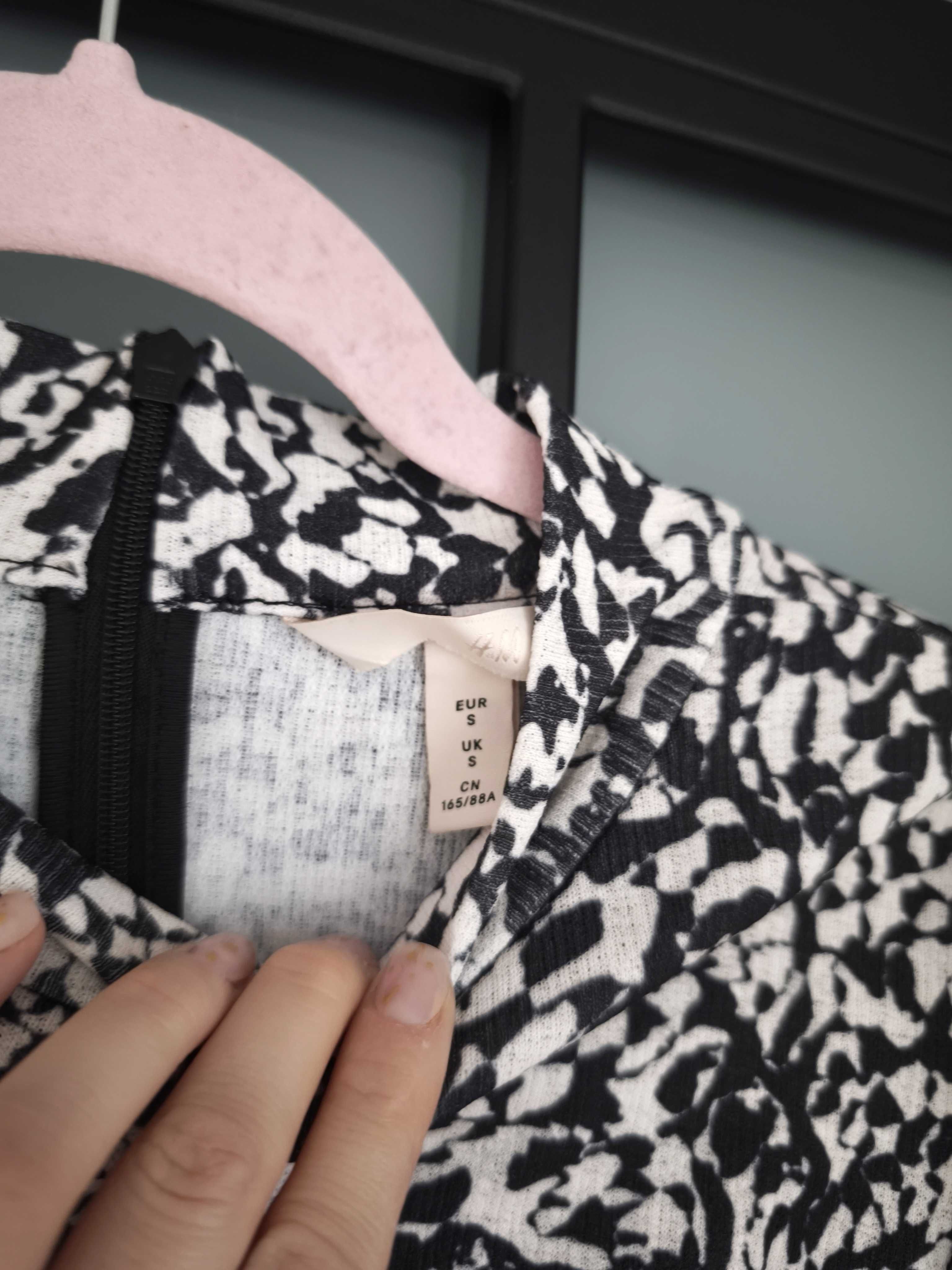 H&M wzorzysta sukienka midi kopertowa marszczona drapowana S