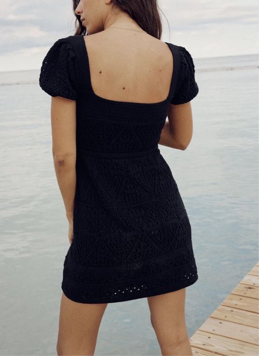 Нова чорна в’язана сукня міні сарафан з квадратним вирізом Zara