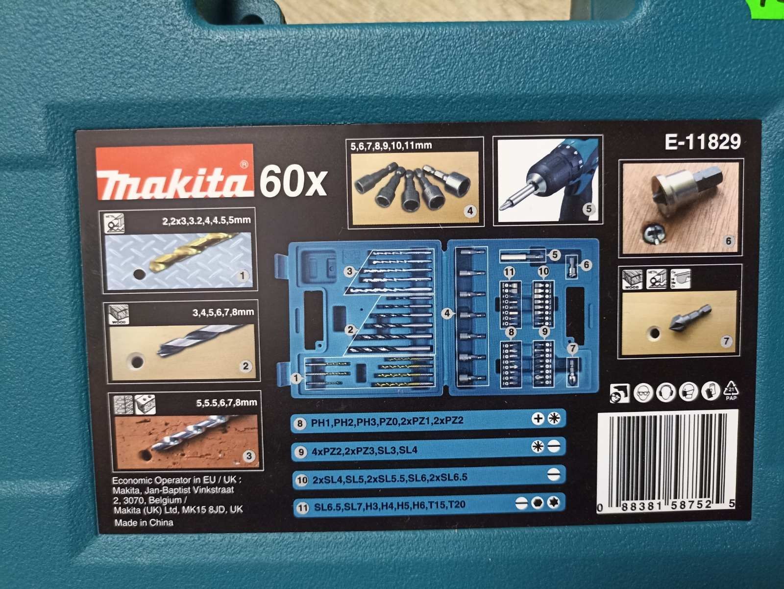 Makita 60x набор сверл и бит в кейсе
