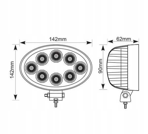 Lampa robocza 2 sztuki diodowa elipsa led 12/24 ciągnik bus
