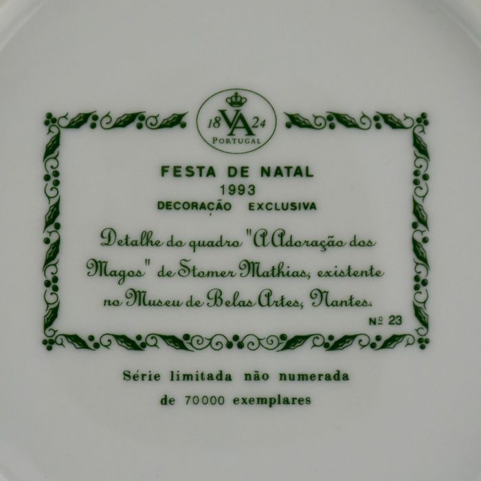 Prato de Natal, porcelana Vista Alegre, ano 1993