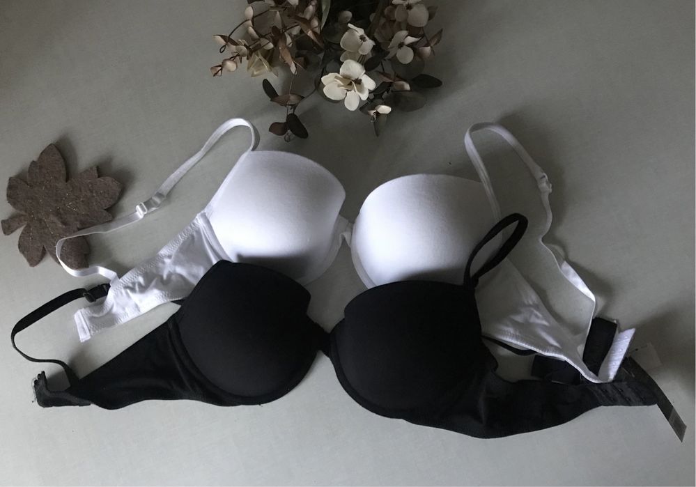 Эсмара! Женский   бюстгальтер черный, белый хлопок, Германия,80 B