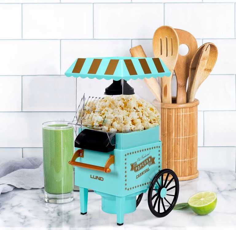 Domowa MASZYNA do POPCORNU urządzenie wózek 1200W - RETRO