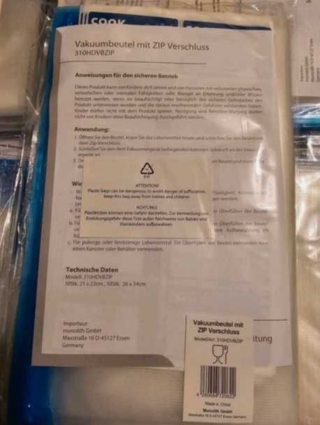 Worki próżniowe z zamknięciem strunowym 20 sztuk do żywności