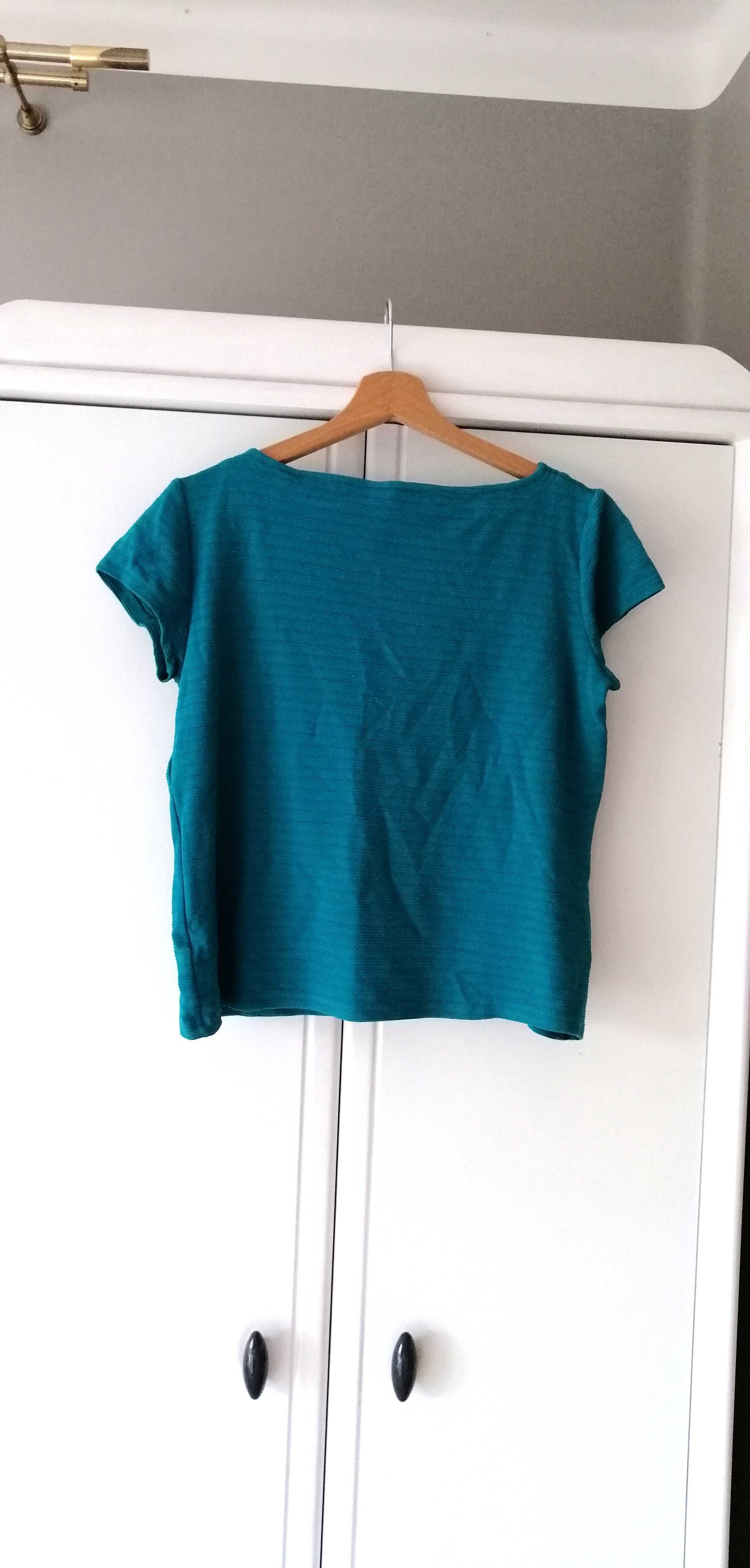 prosta basicowa turkusowa niebieska koszulka t-shirt 38M 36S miętowa