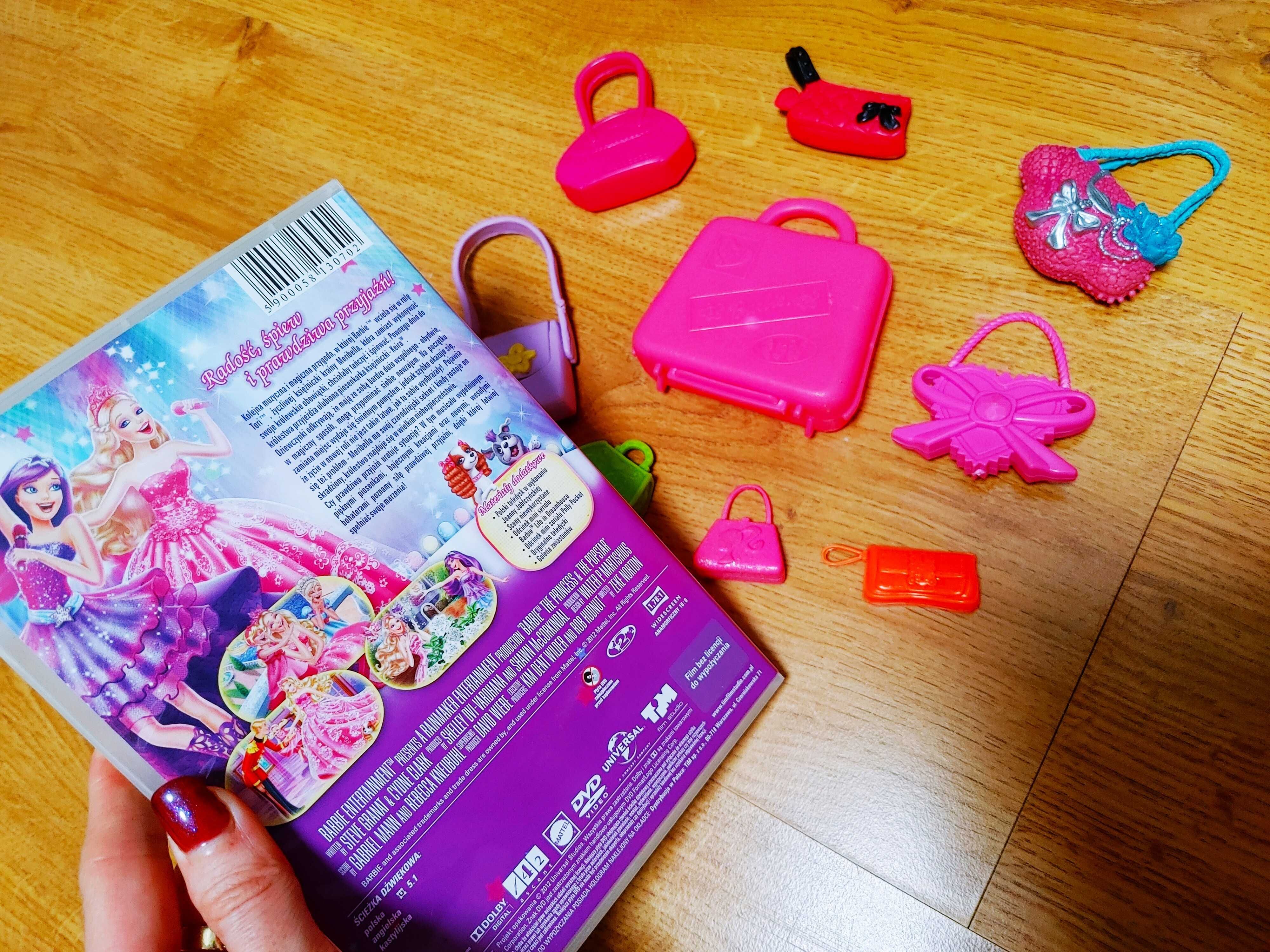 Zestaw torebki walizka dla Lalki Barbie DVD Księżniczka i Piosenkarka