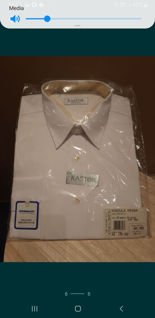 Koszula męska kastor kolekcja vintage prl biała L do garnituru boho