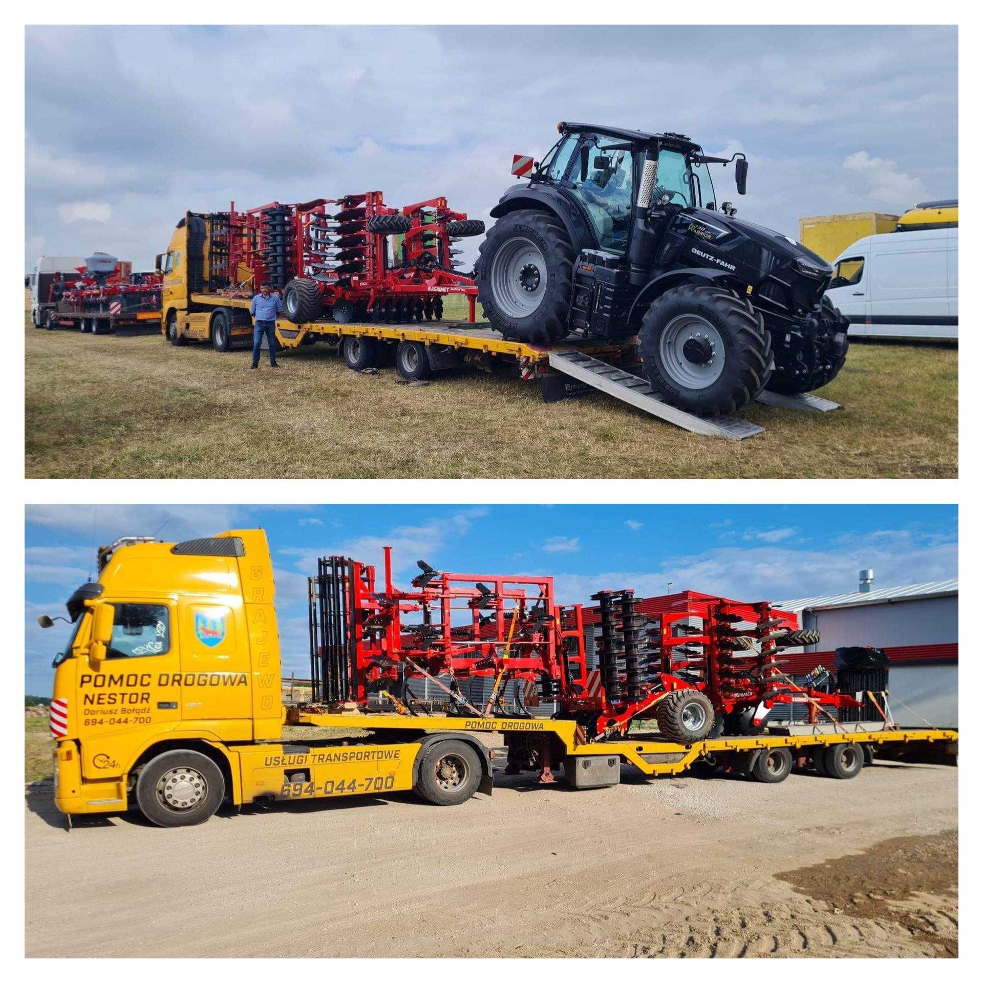 transport maszyn rolniczych i budowlanych, pomoc drogowa