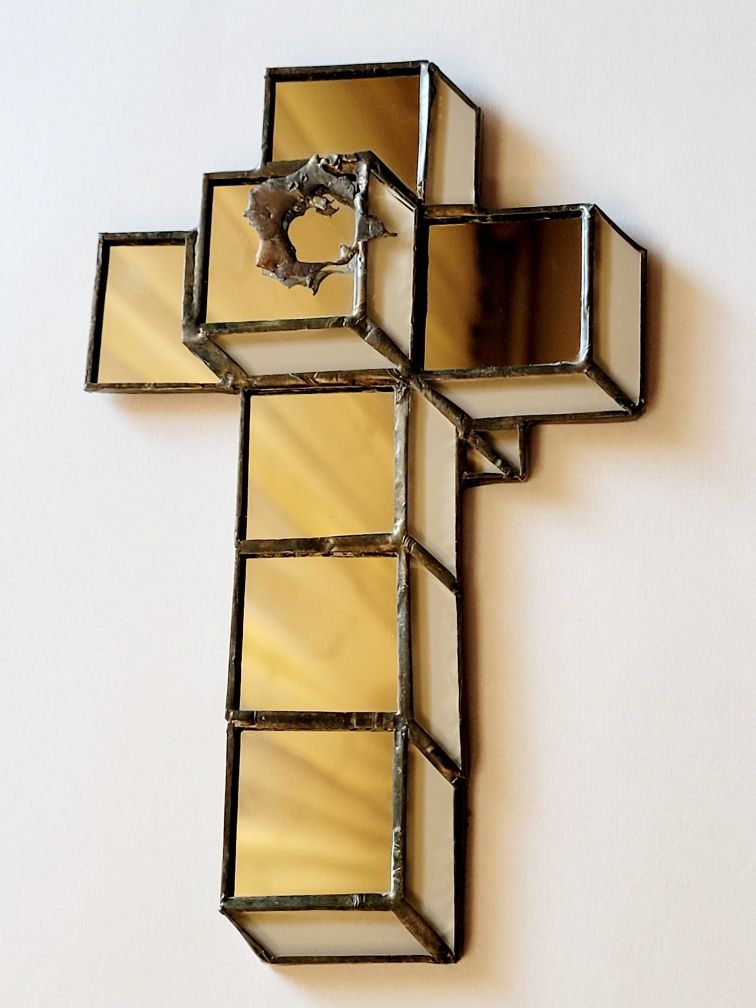 Krzyż szklany, witraż Tiffany 3D