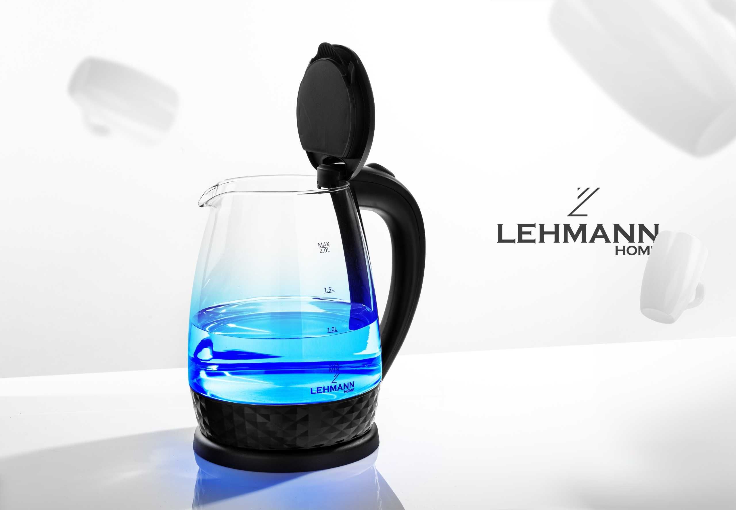 Elektryczny czajnik szklany z podświetleniem LED MOCNY 2200W 2L